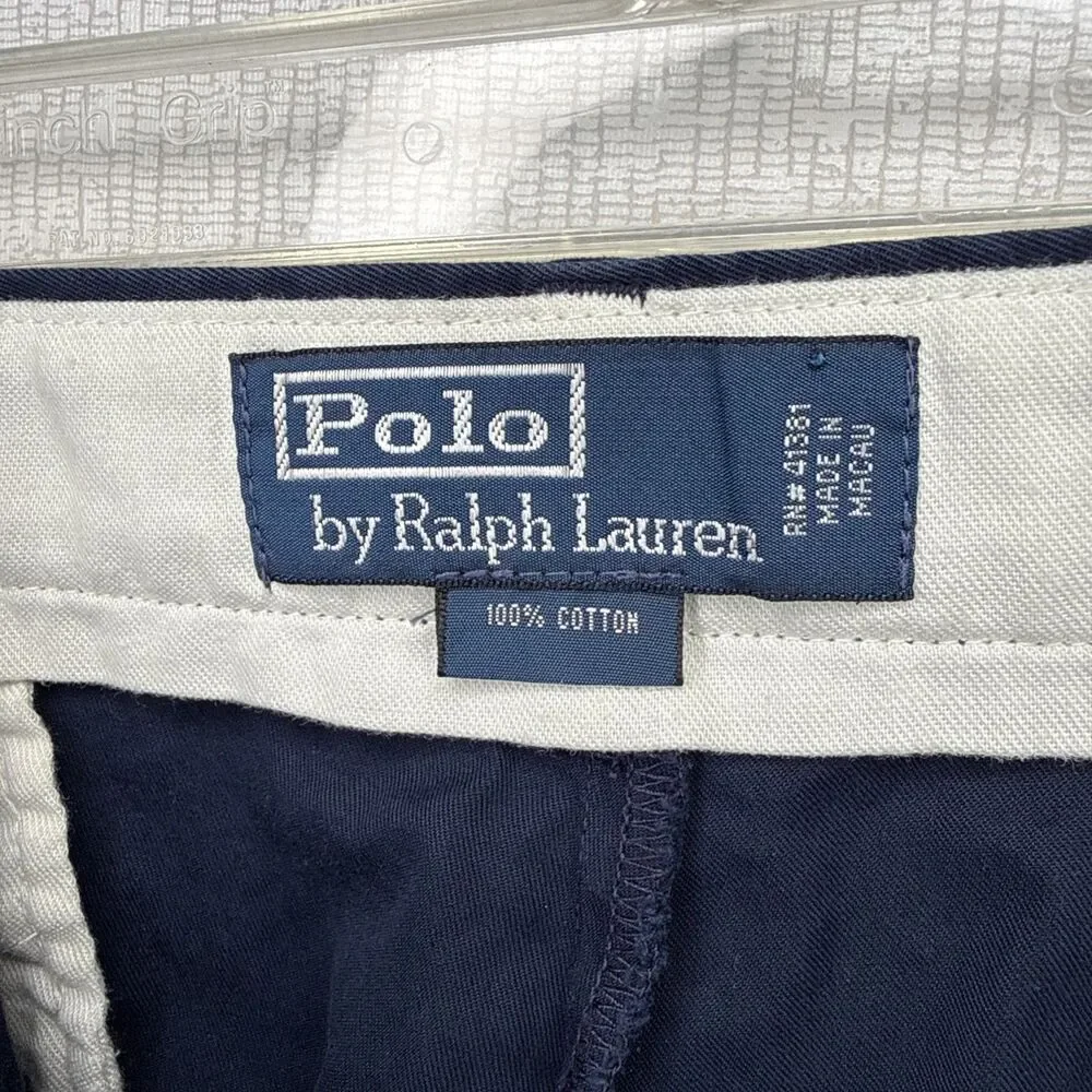 Polo Ralph Lauren Chino Pants Mens 38x30 Navy Blue Classic Fit Flat Front Cotton